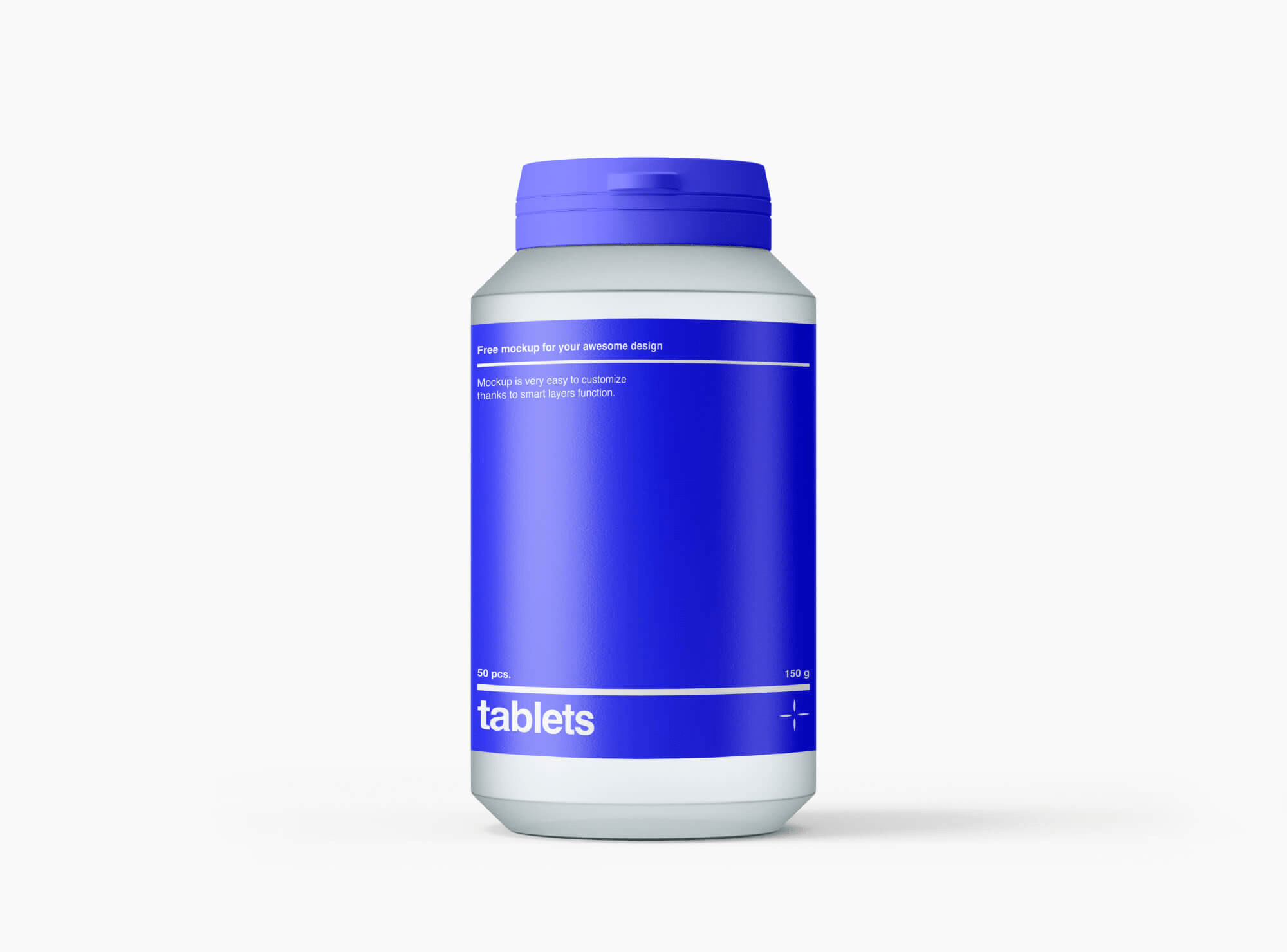 Free Pill Jar Mockup in Blue with Smart Layers for Easy Customization - Downloadable Design Tool