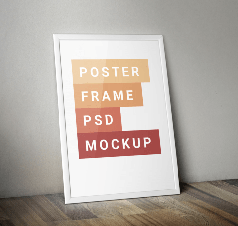 Free leaning poster frame mockup