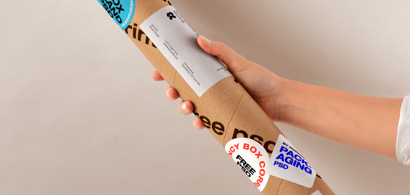 Feature your branding on a realistic kraft tube with our free, customizable mockup.