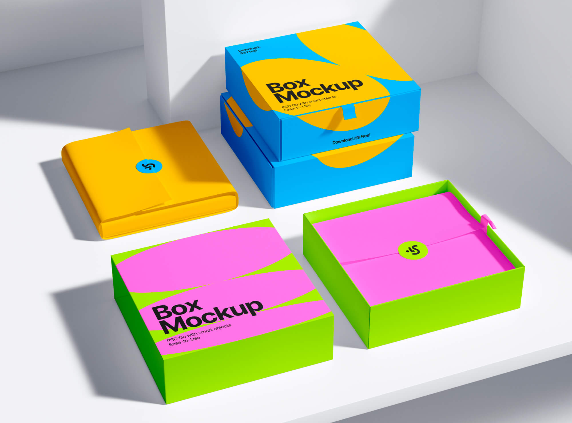 3 Boxes Free Mockup HighResolution Packaging Design