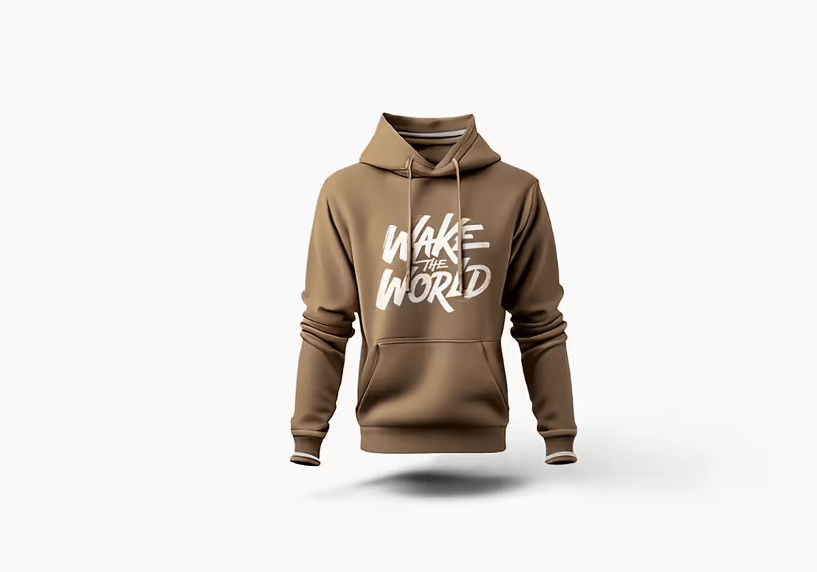 Free hoodie mockup of a floating hoodie with customizable pouch and laces, ready for your design.