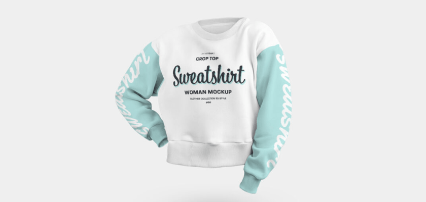 Woman&#8217;s Crop Top Sweatshirt Mockup