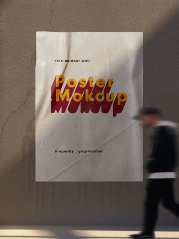 Free urban wall poster mockup