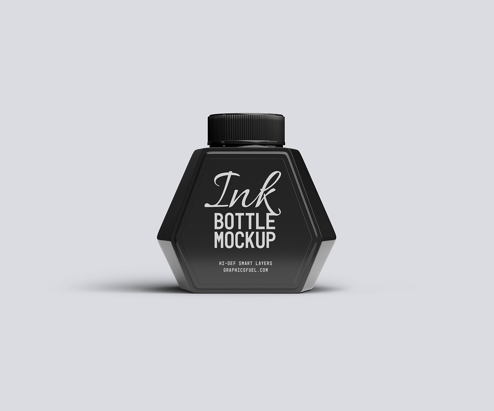 Free Small Ink Bottle Mockup with Customizable Label