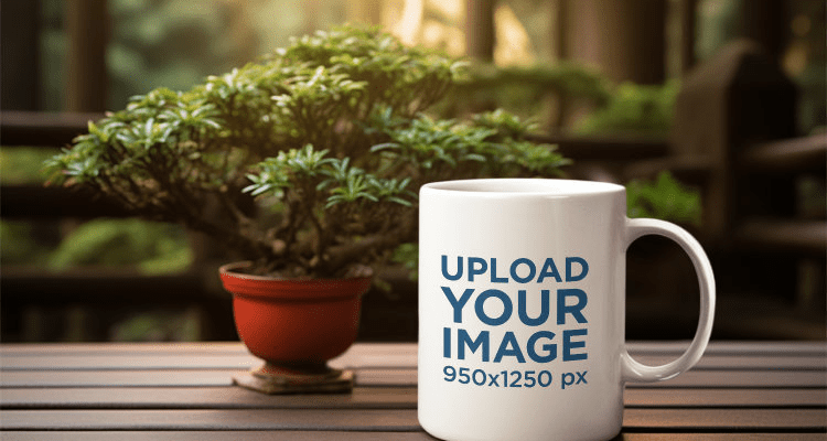 Free Coffee Mug Mockup with Plant