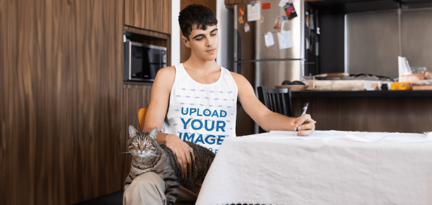 Free Bella Canvas Tank Top Mockup with Cat