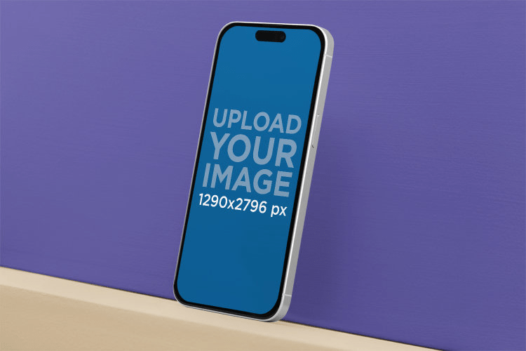 iPhone 15 Pro Max Mockup Leaning on Surface