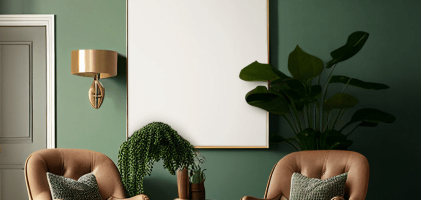 Blank Canvas Mockup on Green Wall