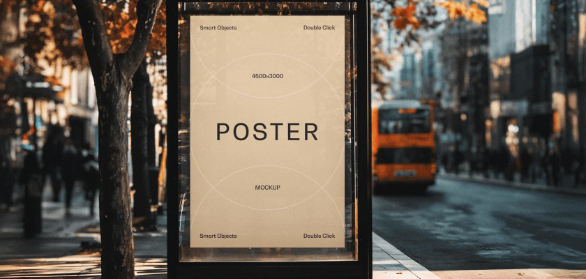 Urban Bus Stop Poster Mockup