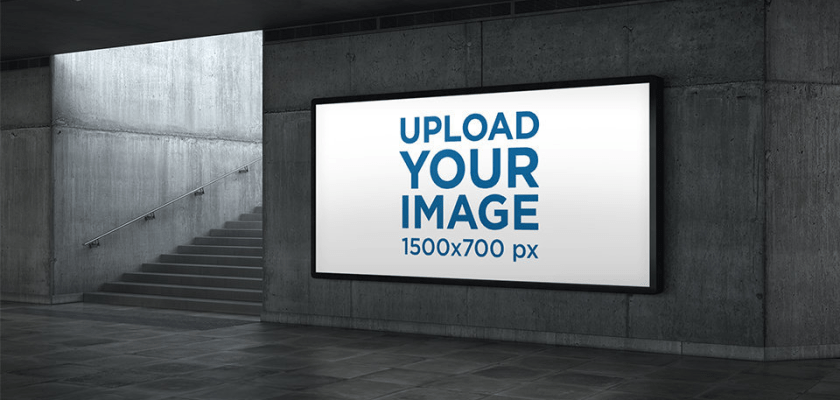 Billboard Mockup Featuring Underground Stairs