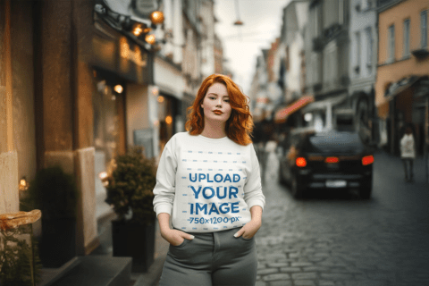 Free sweatshirt mockup generator, street scene