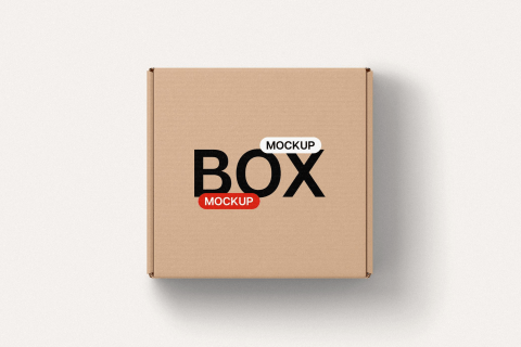Free square cardboard box mockup