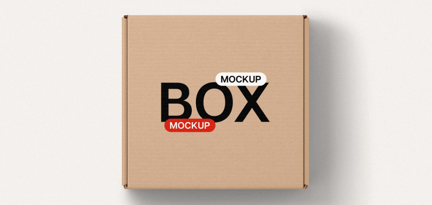 Square Cardboard Box Mockup