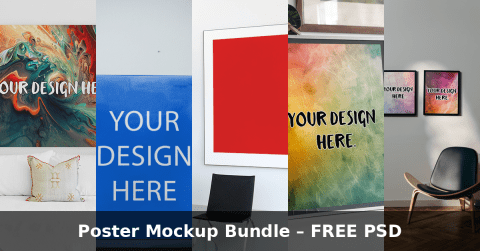 Free poster mockup bundle PSD