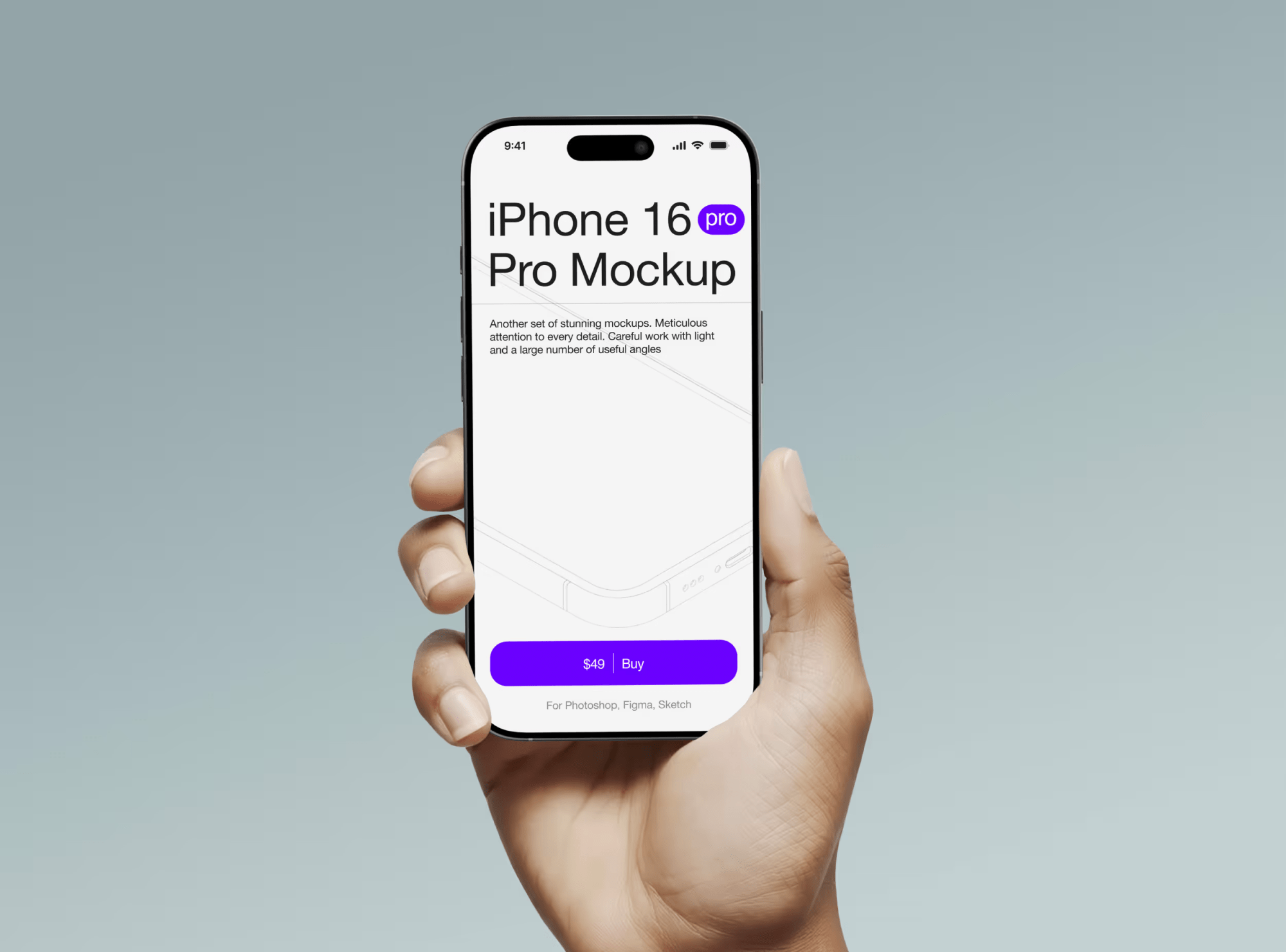 Free iPhone 16 Pro Mockup in Hand