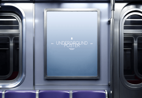 Free subway poster mockup