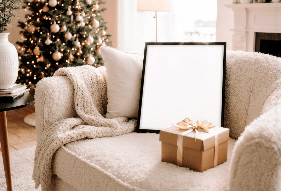 Free Christmas frame mockup for art prints and posters