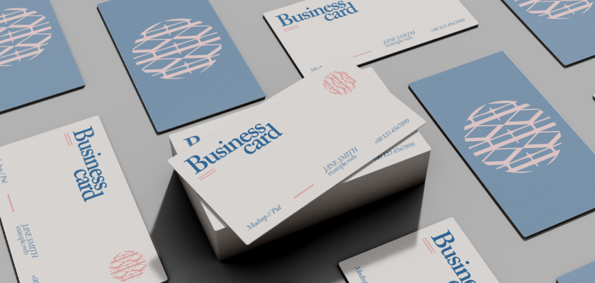 Free business card mockup top view with texture