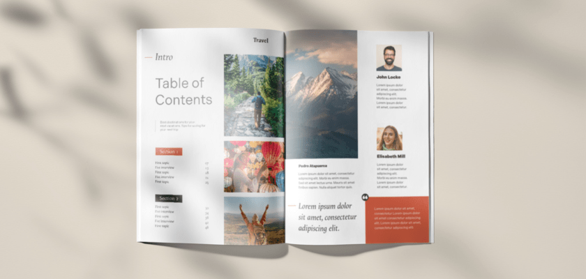 Free editorial magazine spread mockup PSD