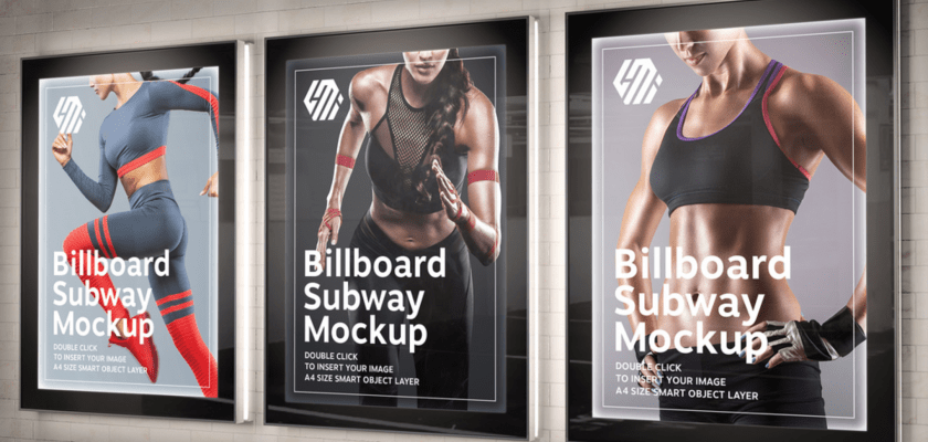 Subway Billboard Mockup Lightbox Poster Scene