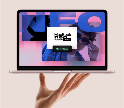 Free MacBook laptop mockup PSD