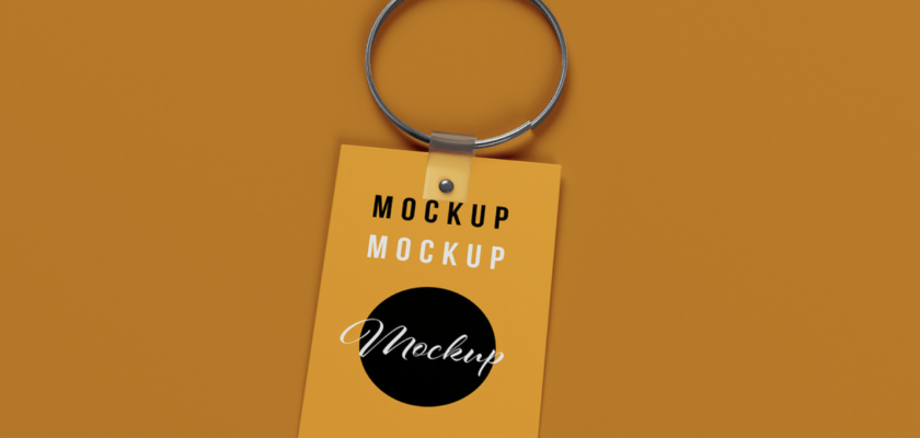 Keychain Mockup Free Rectangular Keyring PSD Template