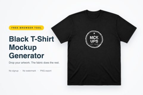 Free black t-shirt mockup