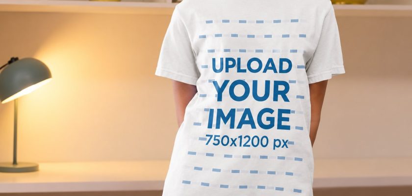 Free t-shirt video mockup of a woman in a Comfort Colors tee in a cozy room