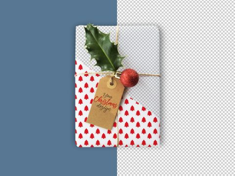 Free christmas gift box mockup