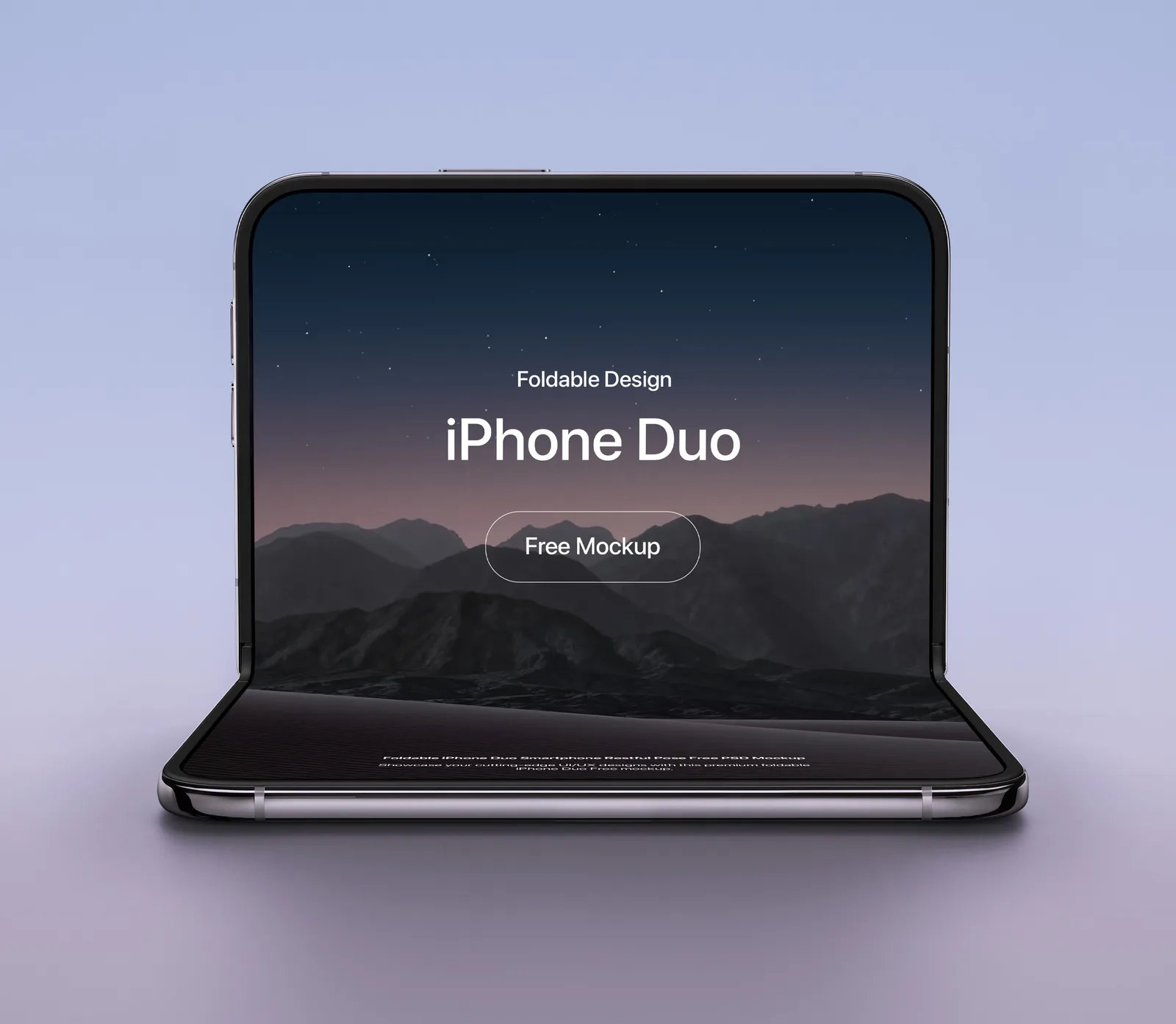 Free iPhone Duo mockup PSD &mdash; half-folded like a mini laptop